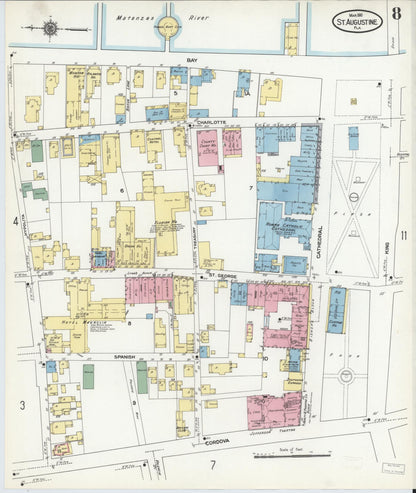 Sanborn Fire Insurance Map from Saint Augustine, Saint John's County, Florida (1910), Sheet #0008 - Complete Map Set gallery image, historic Sanborn map, vintage wall art, Florida Florida
