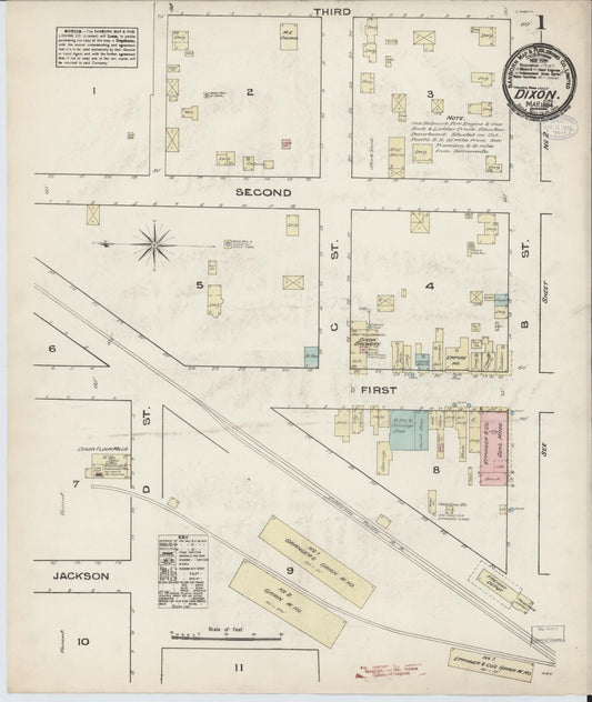 Sanborn Fire Insurance Map from Dixon, Solano County, California (1884), Sheet #0001 - Complete Map Set gallery image, historic Sanborn map, vintage wall art, California California