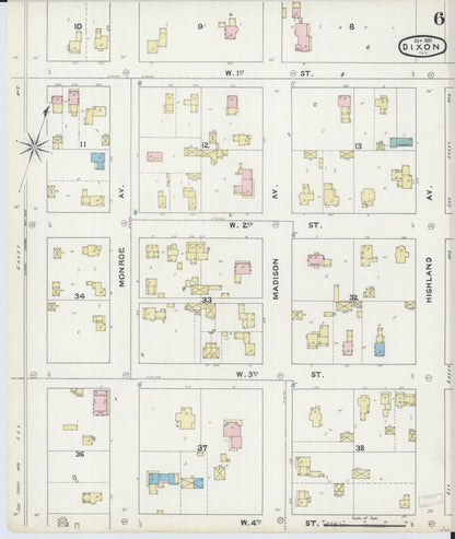 Sanborn Fire Insurance Map from Dixon, Lee County, Illinois (1891), Sheet #0006 - Complete Map Set gallery image, historic Sanborn map, vintage wall art, Illinois Illinois