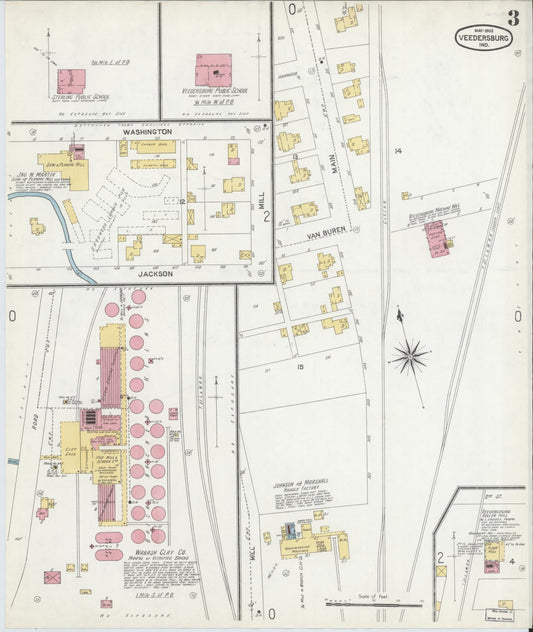 Sanborn Fire Insurance Map from Veedersburg, Fountain County, Indiana (1902), Sheet #0003 - Historic Sanborn Fire Insurance Map Print, vintage old map wall art, antique decor, genealogy gift, Indiana Indiana map