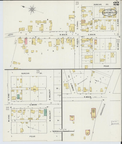 Sanborn Fire Insurance Map from Chippewa Falls, Chippewa County, Wisconsin (1895), Sheet #0022 - Complete Map Set gallery image, historic Sanborn map, vintage wall art, Wisconsin Wisconsin