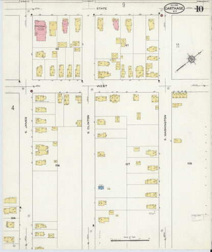 Sanborn Fire Insurance Map from Carthage, Jefferson County, New York (1915), Sheet #0010 - Complete Map Set gallery image, historic Sanborn map, vintage wall art, New York New York