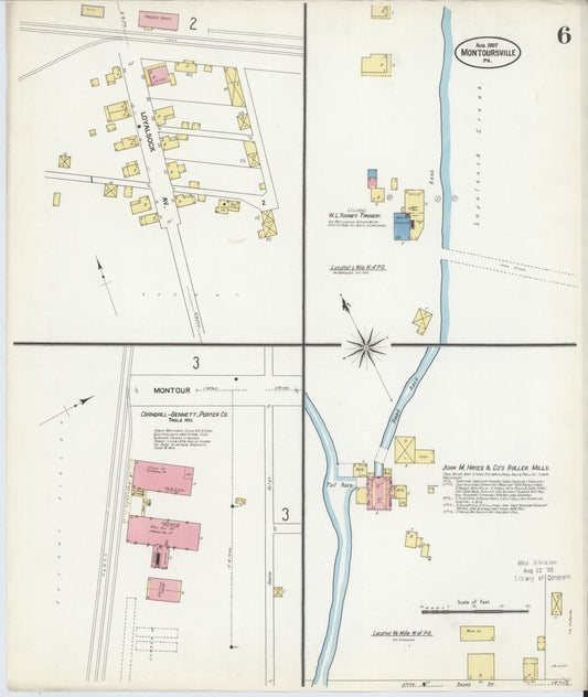 Sanborn Fire Insurance Map from Montoursville, Lycoming County, Pennsylvania (1907), Sheet #0006 - Historic Sanborn Fire Insurance Map Print, vintage old map wall art, antique decor, genealogy gift, Pennsylvania Pennsylvania map