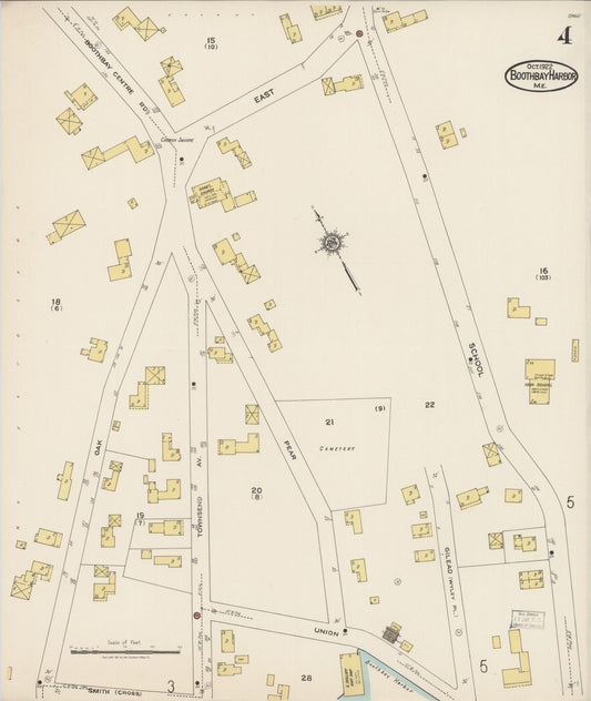 Sanborn Fire Insurance Map from Boothbay Harbor, Lincoln County, Maine (1922), Sheet #0004 - Historic Sanborn Fire Insurance Map Print, vintage old map wall art, antique decor, genealogy gift, Maine Maine map