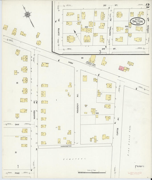 Sanborn Fire Insurance Map from Dalton, Berkshire County, Massachusetts (1911), Sheet #0002 - Historic Sanborn Fire Insurance Map Print, vintage old map wall art, antique decor, genealogy gift, Massachusetts Massachusetts map