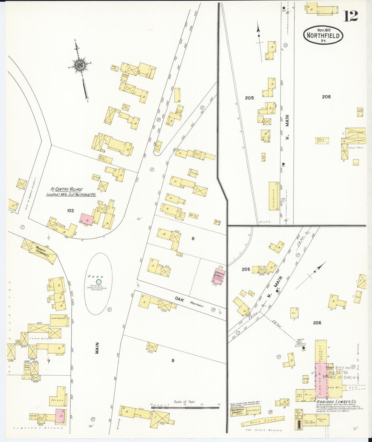 Sanborn Fire Insurance Map from Northfield, Washington County, Vermont (1910), Sheet #0012 - Historic Sanborn Fire Insurance Map Print, vintage old map wall art, antique decor, genealogy gift, Vermont Vermont map
