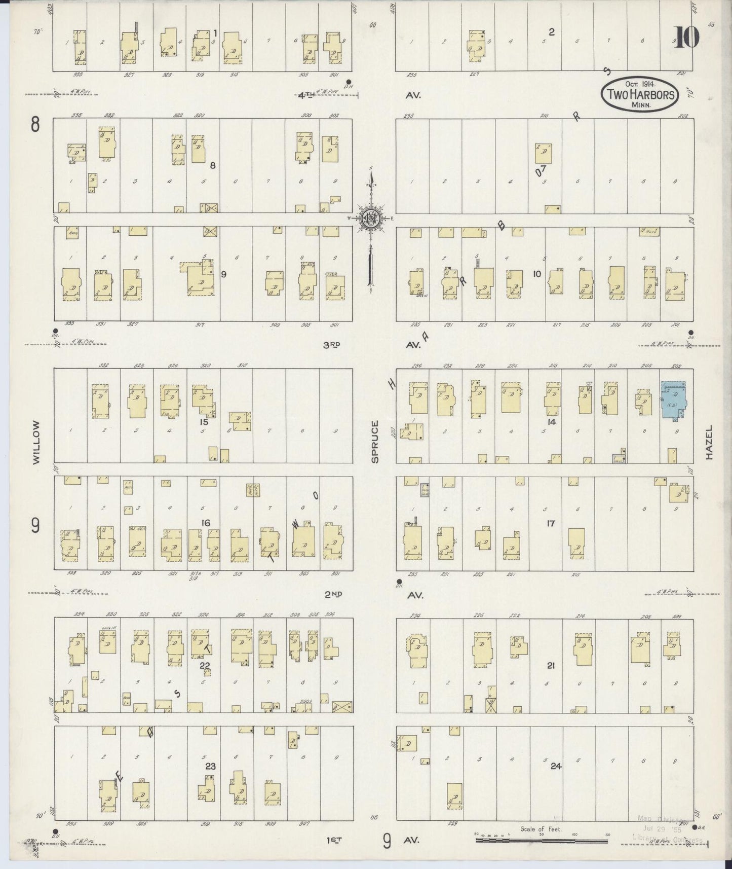 Sanborn Fire Insurance Map from Two Harbors, Lake County, Minnesota (1914), Sheet #0010 - Complete Map Set gallery image, historic Sanborn map, vintage wall art, Minnesota Minnesota