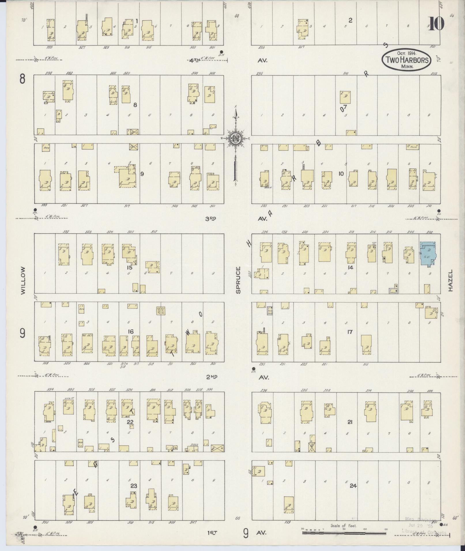 Sanborn Fire Insurance Map from Two Harbors, Lake County, Minnesota (1914), Sheet #0010 - Complete Map Set gallery image, historic Sanborn map, vintage wall art, Minnesota Minnesota
