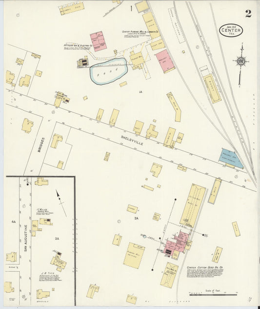 Sanborn Fire Insurance Map from Center, Shelby County, Texas (1912), Sheet #0002 - Historic Sanborn Fire Insurance Map Print, vintage old map wall art, antique decor, genealogy gift, Texas Texas map