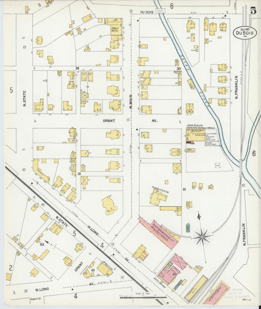 Sanborn Fire Insurance Map from Du Bois, Clearfield County, Pennsylvania (1901), Sheet #0005 - Historic Sanborn Fire Insurance Map Print, vintage old map wall art, antique decor, genealogy gift, Pennsylvania Pennsylvania map