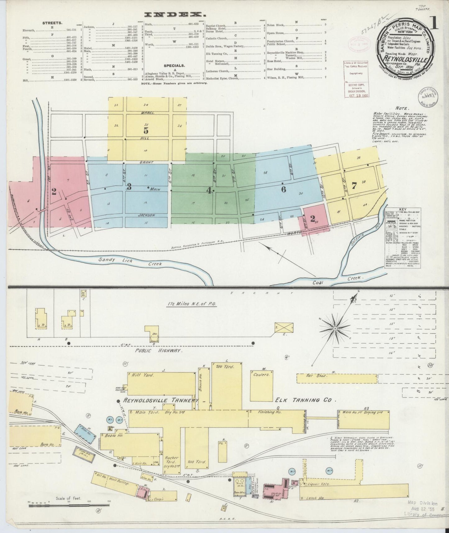 Sanborn Fire Insurance Map from Reynoldsville, Jefferson County, Pennsylvania. (1896) – Historic Sanborn Fire Insurance Map Print
