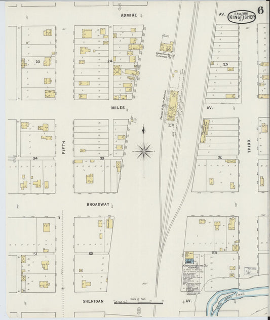 Sanborn Fire Insurance Map from Kingfisher, Kingfisher County, Oklahoma (1895), Sheet #0006 - Historic Sanborn Fire Insurance Map Print, vintage old map wall art, antique decor, genealogy gift, Oklahoma Oklahoma map