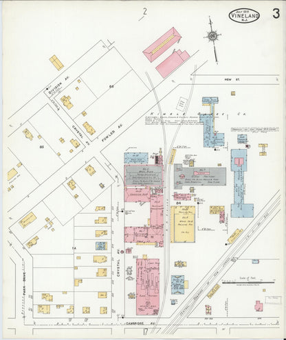 Sanborn Fire Insurance Map from Vineland, Cumberland County, New Jersey (1919), Sheet #0003 - Complete Map Set gallery image, historic Sanborn map, vintage wall art, New Jersey New Jersey