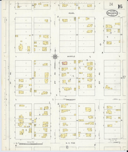 Sanborn Fire Insurance Map from Brainerd, Crow Wing County, Minnesota (1913), Sheet #0016 - Historic Sanborn Fire Insurance Map Print, vintage old map wall art, antique decor, genealogy gift, Minnesota Minnesota map