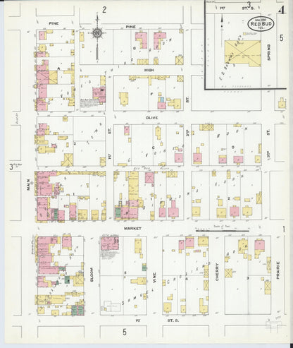 Sanborn Fire Insurance Map from Red Bud, Randolph County, Illinois (1910), Sheet #0004 - Complete Map Set gallery image, historic Sanborn map, vintage wall art, Illinois Illinois