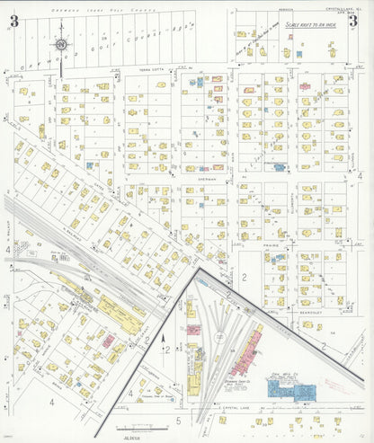 Sanborn Fire Insurance Map from Crystal Lake, McHenry County, Illinois (1936), Sheet #0003 - Complete Map Set gallery image, historic Sanborn map, vintage wall art, Illinois Illinois