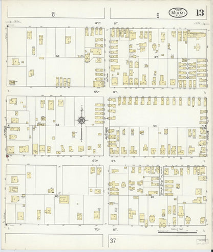 Sanborn Fire Insurance Map from Miami, Dade County, Florida (1914), Sheet #0013 - Historic Sanborn Fire Insurance Map Print, vintage old map wall art, antique decor, genealogy gift, Florida Florida map