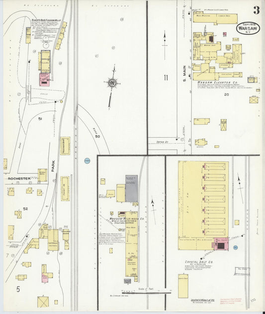 Sanborn Fire Insurance Map from Warsaw, Wyoming County, New York (1909), Sheet #0003 - Historic Sanborn Fire Insurance Map Print, vintage old map wall art, antique decor, genealogy gift, Warsaw Wyoming map