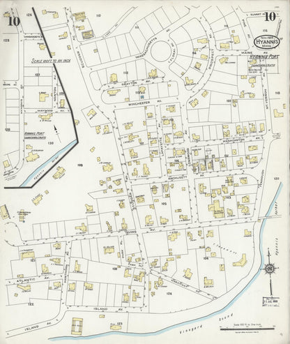 Sanborn Fire Insurance Map from Hyannis, Barnstable County, Massachusetts (1924), Sheet #0010 - Complete Map Set gallery image, historic Sanborn map, vintage wall art, Massachusetts Massachusetts