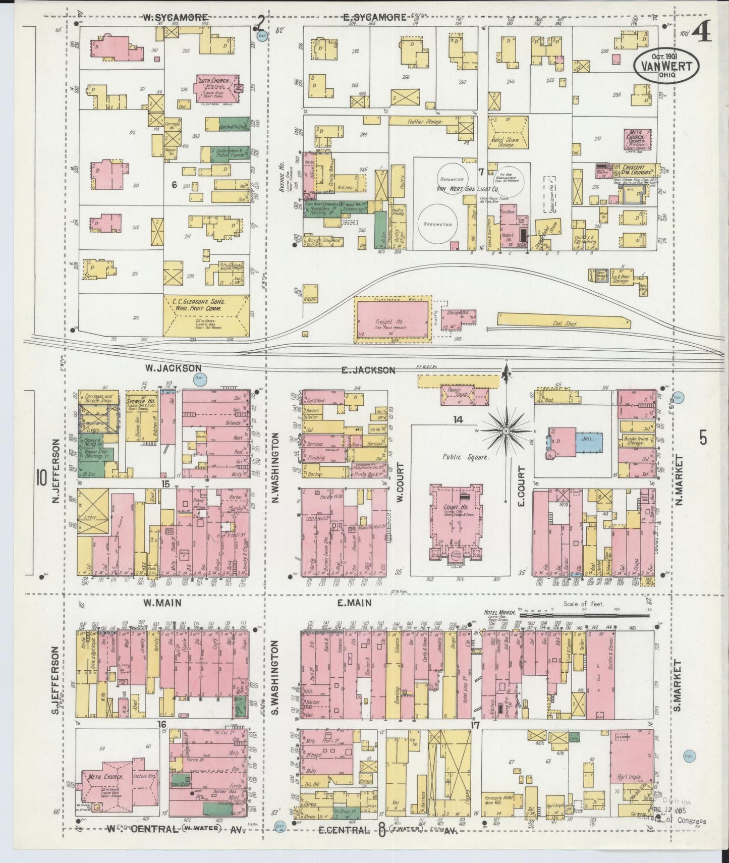 Sanborn Fire Insurance Map from Van Wert, Van Wert County, Ohio (1901), Sheet #0004 - Complete Map Set gallery image, historic Sanborn map, vintage wall art, Ohio Ohio