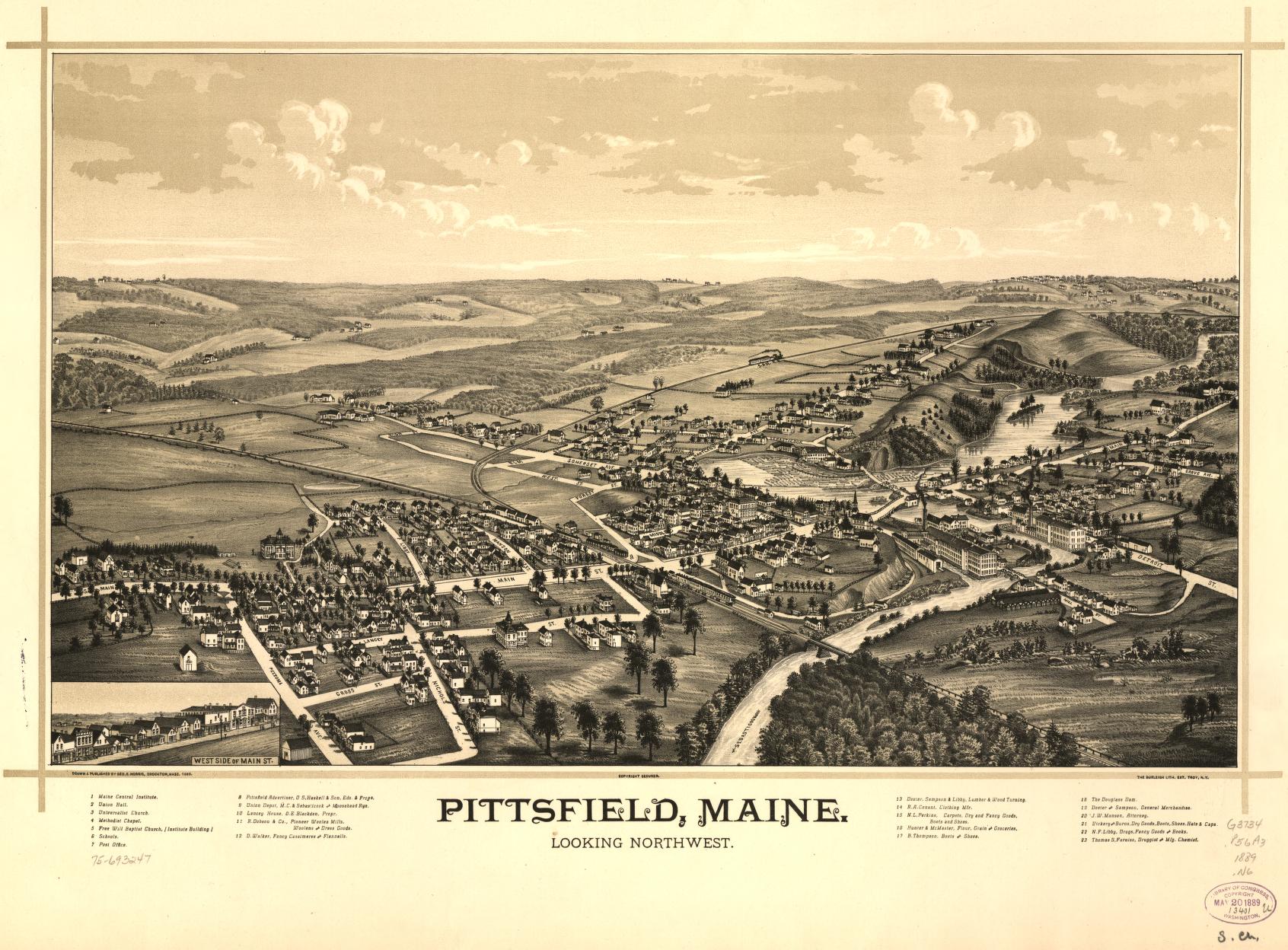 Pittsfield, Maine. (1889) – Historic Bird’s-Eye View Panorama Print