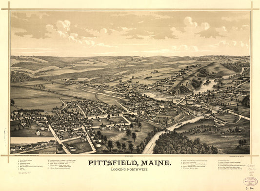 Pittsfield, Maine. (1889) – Historic Bird’s-Eye View Panorama Print
