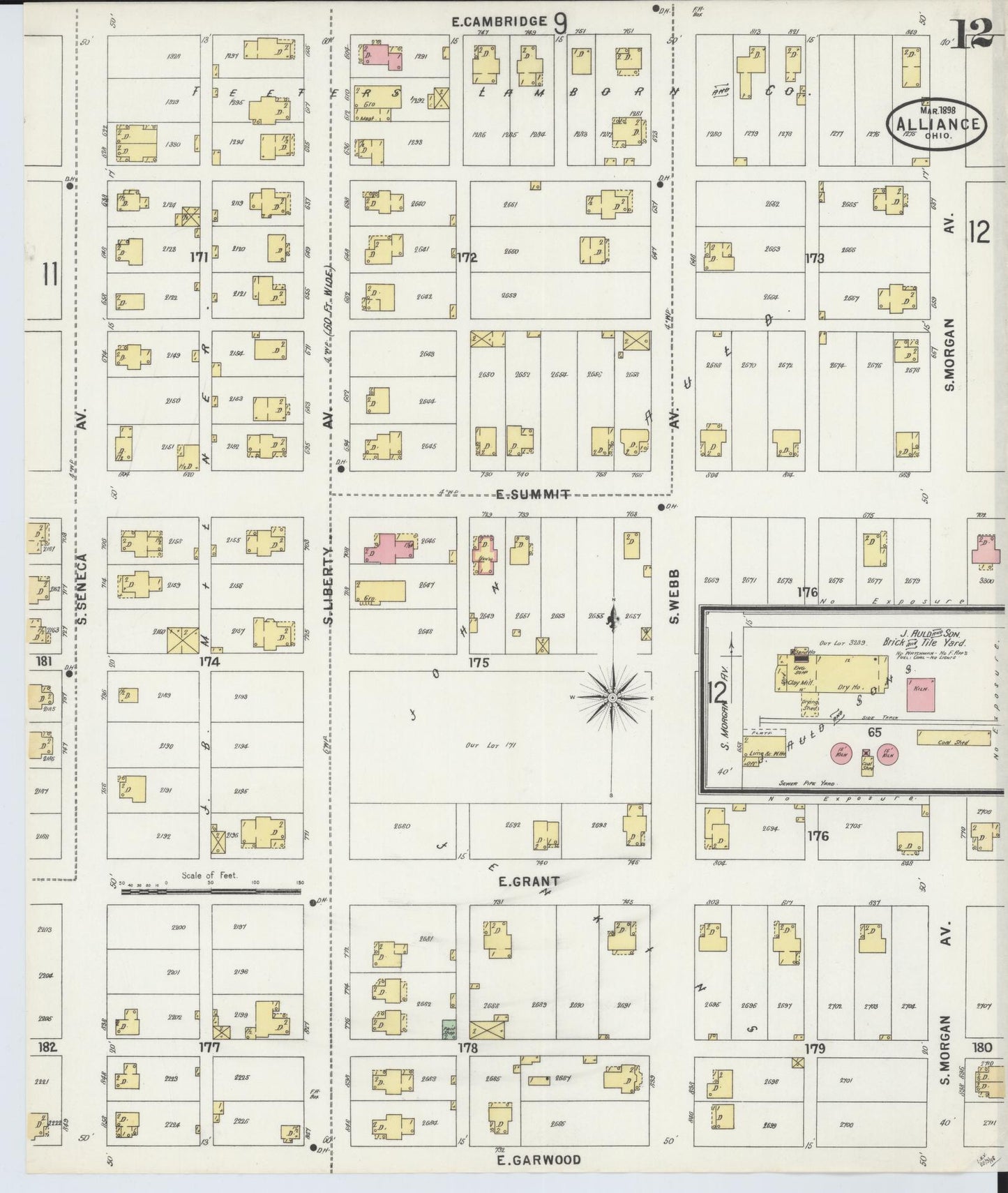 Sanborn Fire Insurance Map from Alliance, Stark County, Ohio (1898), Sheet #0012 - Complete Map Set gallery image, historic Sanborn map, vintage wall art, Ohio Ohio