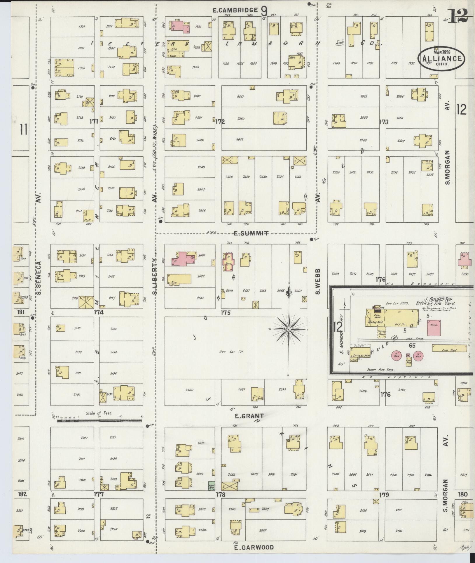 Sanborn Fire Insurance Map from Alliance, Stark County, Ohio (1898), Sheet #0012 - Complete Map Set gallery image, historic Sanborn map, vintage wall art, Ohio Ohio
