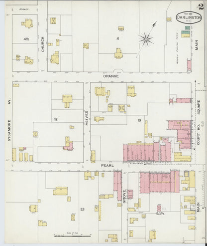 Sanborn Fire Insurance Map from Darlington, Darlington County, South Carolina (1893), Sheet #0002 - Complete Map Set gallery image, historic Sanborn map, vintage wall art, South Carolina South Carolina