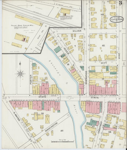 Sanborn Fire Insurance Map from Sharon, Mercer County, Pennsylvania (1893), Sheet #0003 - Complete Map Set gallery image, historic Sanborn map, vintage wall art, Pennsylvania Pennsylvania