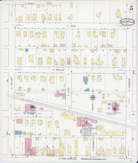 Sanborn Fire Insurance Map from Taylorville, Christian County, Illinois (1914), Sheet #0005 - Historic Sanborn Fire Insurance Map Print, vintage old map wall art, antique decor, genealogy gift, Illinois Illinois map