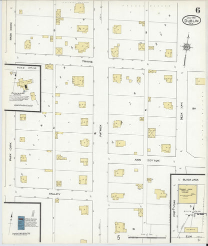 Sanborn Fire Insurance Map from Dublin, Erath County, Texas (1912), Sheet #0006 - Historic Sanborn Fire Insurance Map Print, vintage old map wall art, antique decor, genealogy gift, Texas Texas map