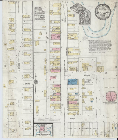 Sanborn Fire Insurance Map from Bellaire, Antrim County, Michigan (1920), Sheet #0001 - Historic Sanborn Fire Insurance Map Print, vintage old map wall art, antique decor, genealogy gift, Michigan Michigan map