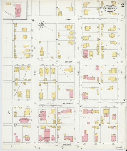 Sanborn Fire Insurance Map from Mount Vernon, Posey County, Indiana (1899), Sheet #0002 - Historic Sanborn Fire Insurance Map Print, vintage old map wall art, antique decor, genealogy gift, Indiana Indiana map