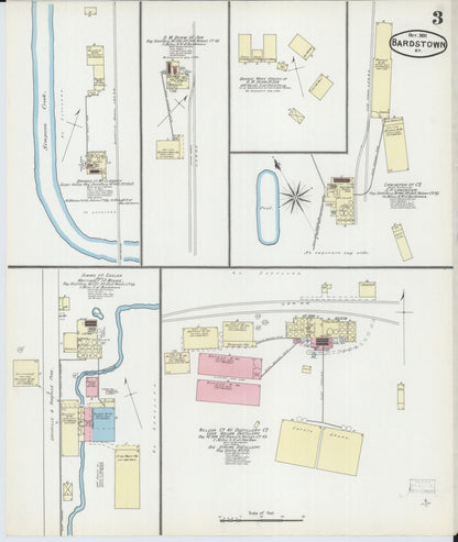 Sanborn Fire Insurance Map from Bardstown, Nelson County, Kentucky (1891), Sheet #0003 - Complete Map Set gallery image, historic Sanborn map, vintage wall art, Kentucky Kentucky