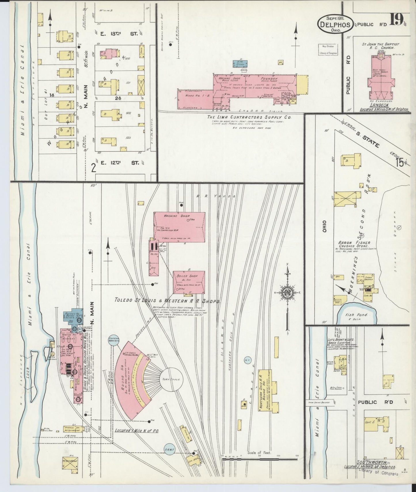 Sanborn Fire Insurance Map from Delphos, Van Wert And Allen Counties, Ohio (1911), Sheet #0019 - Historic Sanborn Fire Insurance Map Print, vintage old map wall art, antique decor, genealogy gift, Ohio Ohio map