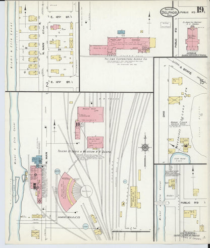 Sanborn Fire Insurance Map from Delphos, Van Wert And Allen Counties, Ohio (1911), Sheet #0019 - Historic Sanborn Fire Insurance Map Print, vintage old map wall art, antique decor, genealogy gift, Ohio Ohio map