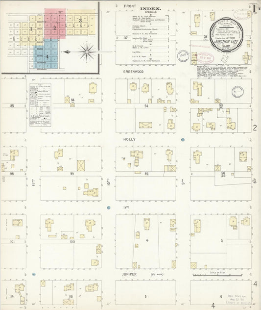 Sanborn Fire Insurance Map from Junction City, Lane County, Oregon (1898), Sheet #0001 - Historic Sanborn Fire Insurance Map Print, vintage old map wall art, antique decor, genealogy gift, Oregon Oregon map