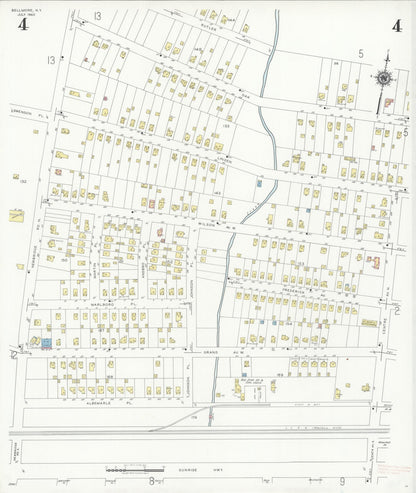 Sanborn Fire Insurance Map from Bellmore, Nassau County, New York (1940), Sheet #0004 - Historic Sanborn Fire Insurance Map Print, vintage old map wall art, antique decor, genealogy gift, New York New York map