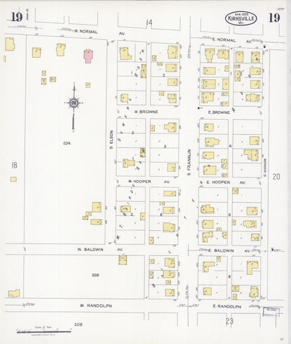 Sanborn Fire Insurance Map from Kirksville, Adair County, Missouri (1925), Sheet #0019 - Complete Map Set gallery image, historic Sanborn map, vintage wall art, Missouri Missouri