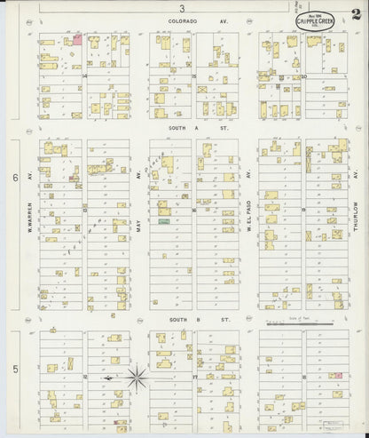 Sanborn Fire Insurance Map from Cripple Creek, Teller County, Colorado (1896), Sheet #0002 - Complete Map Set gallery image, historic Sanborn map, vintage wall art, Colorado Colorado