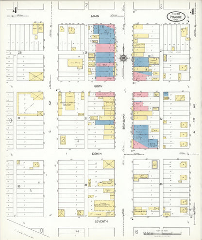 Sanborn Fire Insurance Map from Prague, Lincoln County, Oklahoma (1923), Sheet #0004 - Complete Map Set gallery image, historic Sanborn map, vintage wall art, Oklahoma Oklahoma
