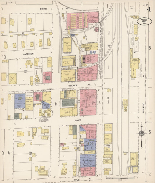 Sanborn Fire Insurance Map from Kent, King County, Washington (1910), Sheet #0004 - Historic Sanborn Fire Insurance Map Print, vintage old map wall art, antique decor, genealogy gift, Washington Washington map