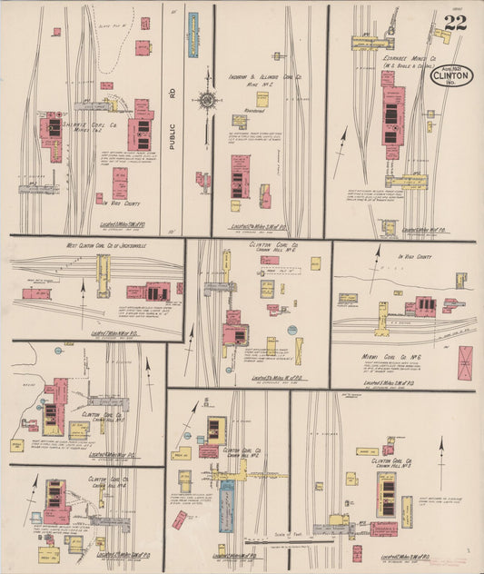 Sanborn Fire Insurance Map from Clinton, Vermillion County, Indiana (1921), Sheet #0022 - Historic Sanborn Fire Insurance Map Print, vintage old map wall art, antique decor, genealogy gift, Indiana Indiana map