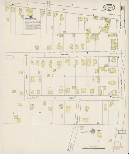 Sanborn Fire Insurance Map from Sodus, Wayne County, New York (1915), Sheet #0008 - Historic Sanborn Fire Insurance Map Print, vintage old map wall art, antique decor, genealogy gift, New York New York map
