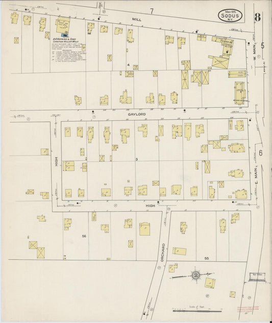 Sanborn Fire Insurance Map from Sodus, Wayne County, New York (1915), Sheet #0008 - Historic Sanborn Fire Insurance Map Print, vintage old map wall art, antique decor, genealogy gift, New York New York map