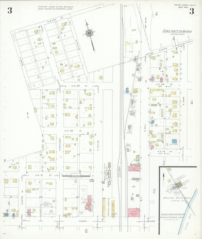 Sanborn Fire Insurance Map from Pryor Creek, Mayes County, Oklahoma (1943), Sheet #0003 - Complete Map Set gallery image, historic Sanborn map, vintage wall art, Oklahoma Oklahoma
