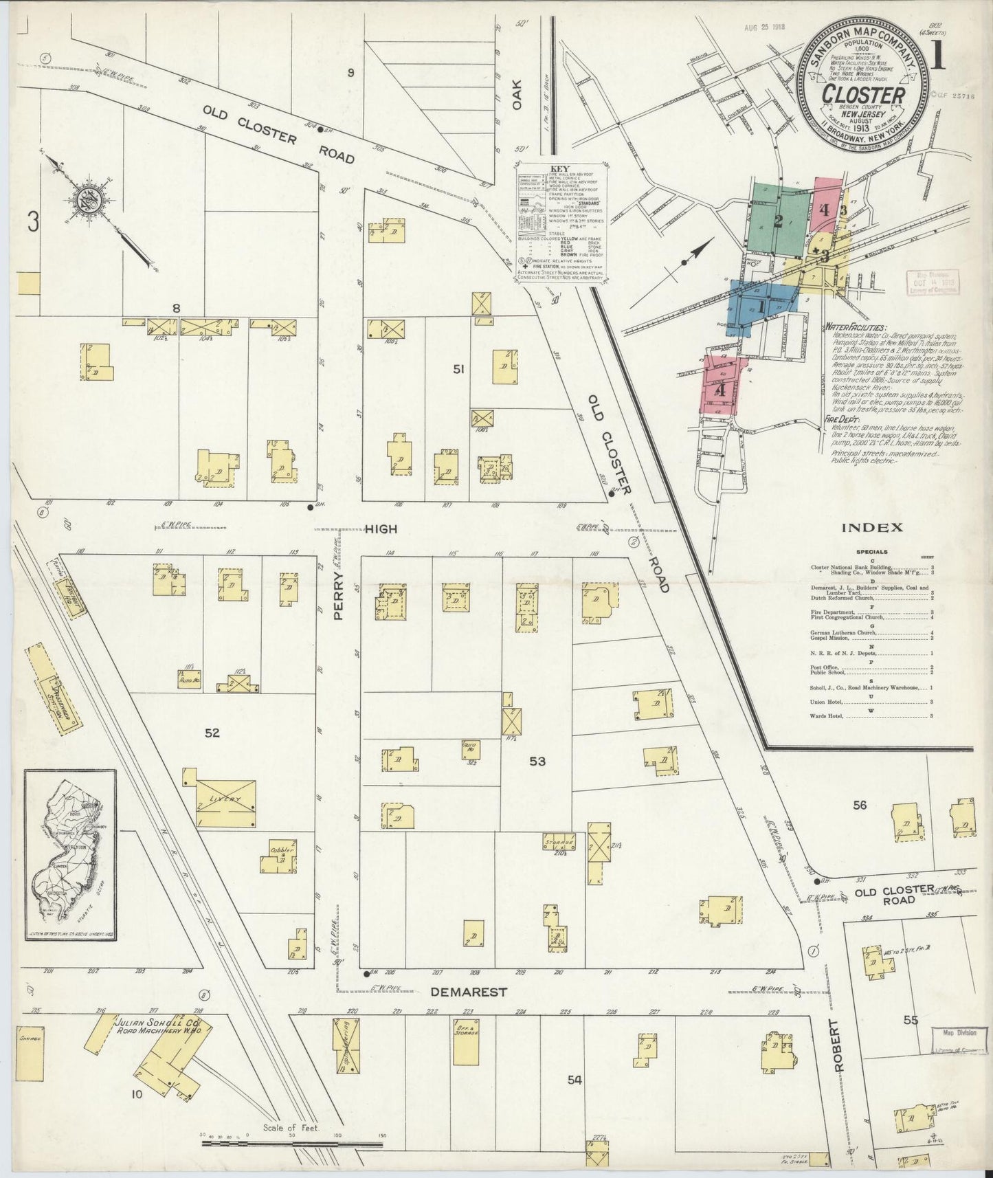 Sanborn Fire Insurance Map from Closter, Bergen County, New Jersey. (1913) – Historic Sanborn Fire Insurance Map Print