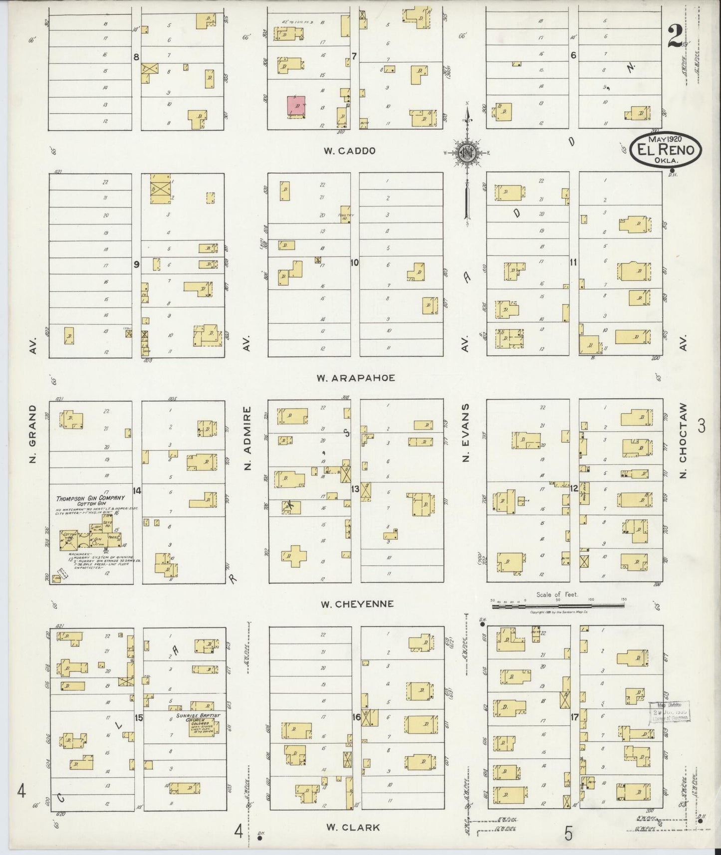 Sanborn Fire Insurance Map from El Reno, Canadian County, Oklahoma (1920), Sheet #0002 - Historic Sanborn Fire Insurance Map Print, vintage old map wall art, antique decor, genealogy gift, Oklahoma Oklahoma map