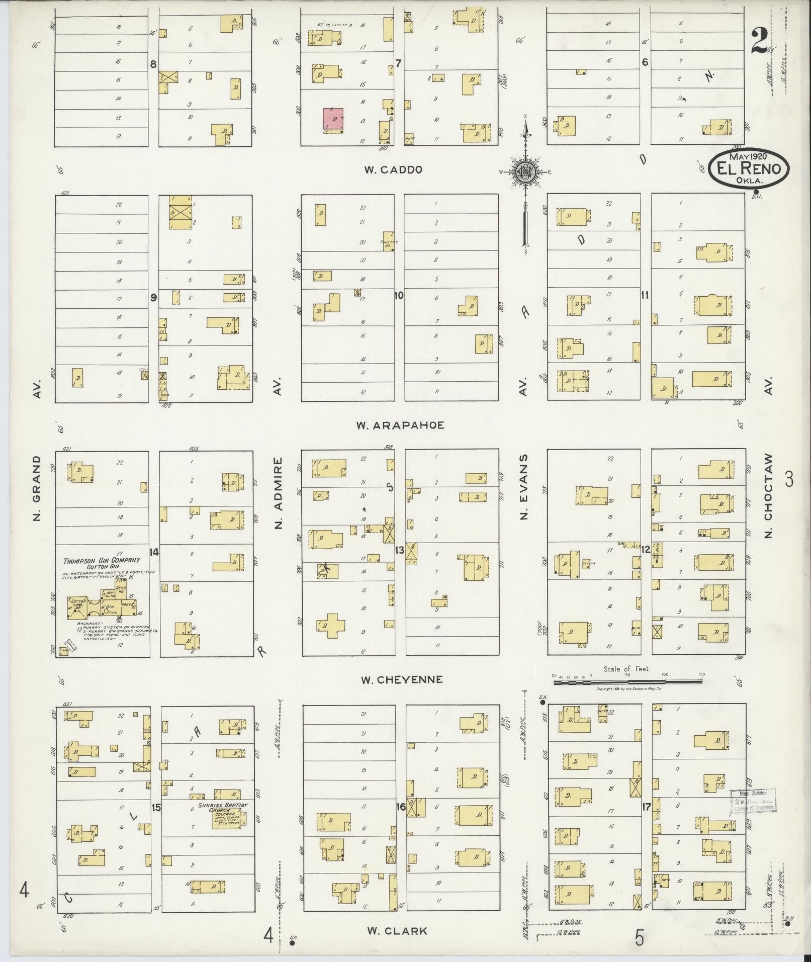 Sanborn Fire Insurance Map from El Reno, Canadian County, Oklahoma (1920), Sheet #0002 - Historic Sanborn Fire Insurance Map Print, vintage old map wall art, antique decor, genealogy gift, Oklahoma Oklahoma map